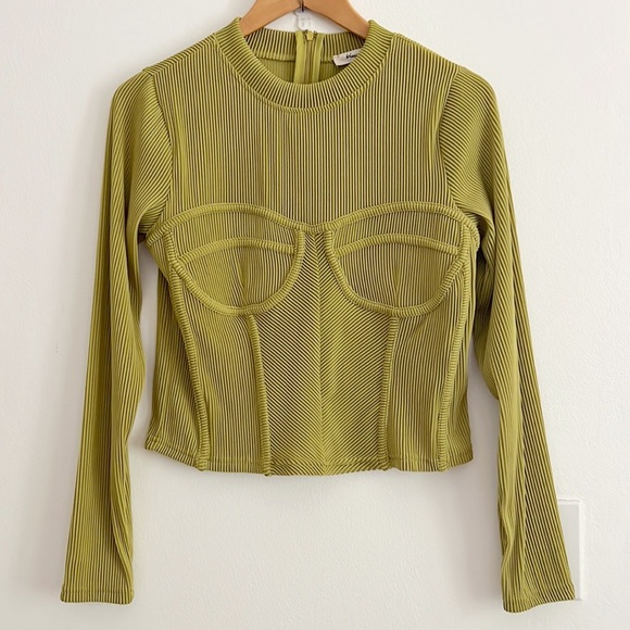 Anthropologie Blue Tassel Long-Sleeve Ribbed Corset Top NWOT - Picture 5 of 13